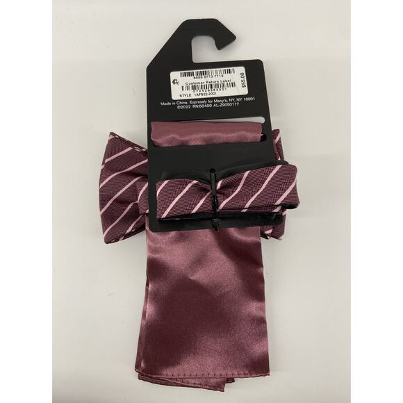 Bow Tie & Pocket Square Bundle - Alfani Laurel Stripe & Bar III Floral Print NEW - Picture 5 of 11